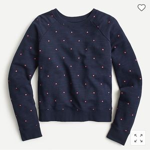 NWT J CREW Vintage Cotton Terry Pullover Crewneck in mini hearts Sweatshirt